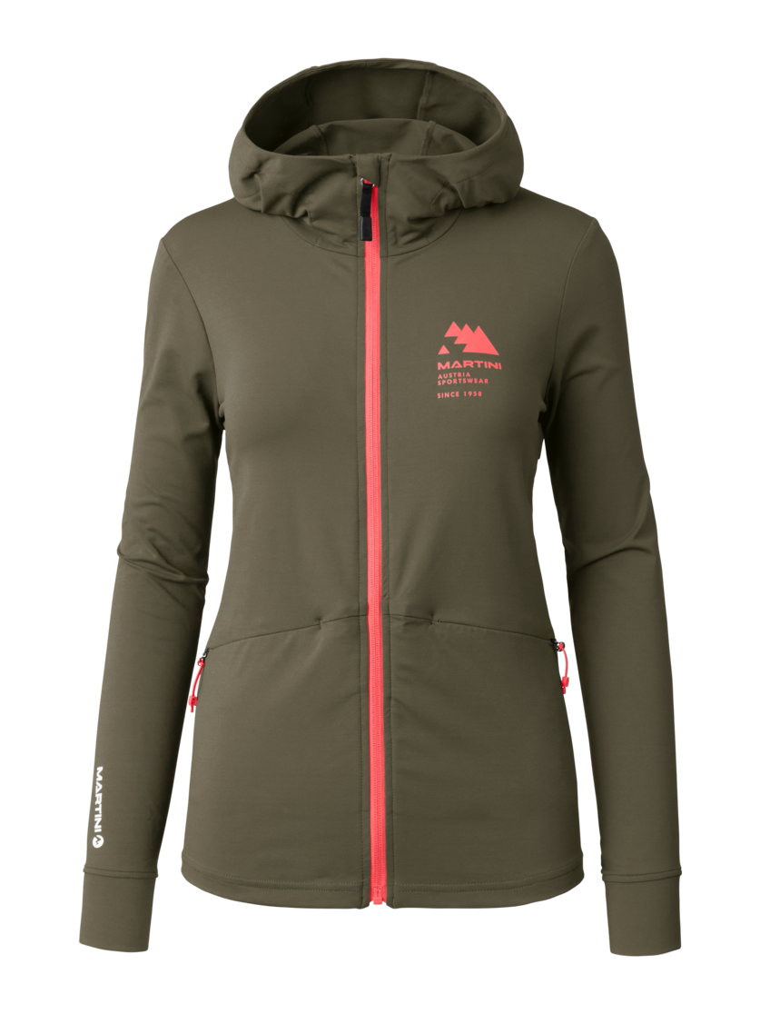 Martini Sportswear - Sunrise Midlayer Jacket W - Fleecejacke in moss-punch - Vorderansicht - Damen