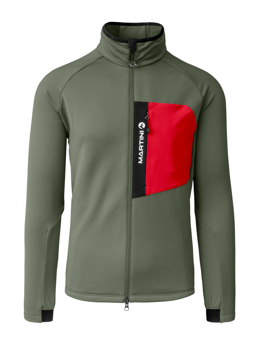 Martini Sportswear - Horizon Midlayer Jacket M - Pile in mosstone-mars - vista frontale - Uomo