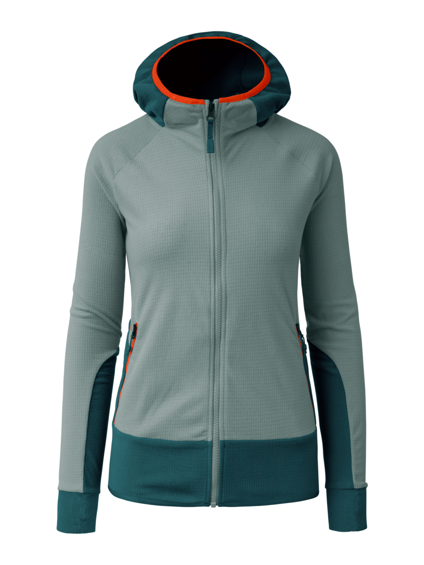 Martini Sportswear - Highventure ML Hooded Jacket W - Strati intermedi in misty blue-seaport - vista frontale - Donna