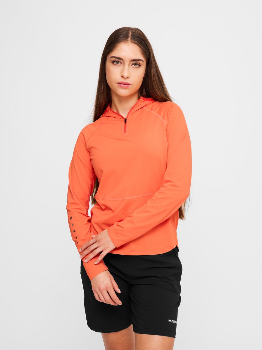 Martini Sportswear - Hillclimb ProTec Hooded Shirt W - Longsleeves in white-black - front view model - Women