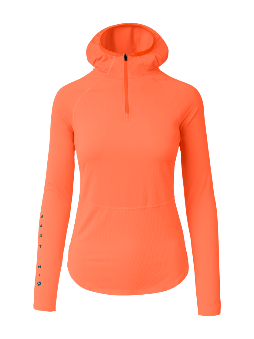 Martini Sportswear - Hillclimb ProTec Hooded Shirt W - Longsleeves in papaya-seaport - front view - Women