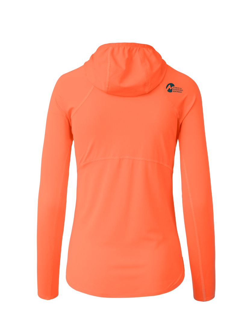 Martini Sportswear - Hillclimb ProTec Hooded Shirt W - Longsleeves in papaya-seaport - rear view - Women